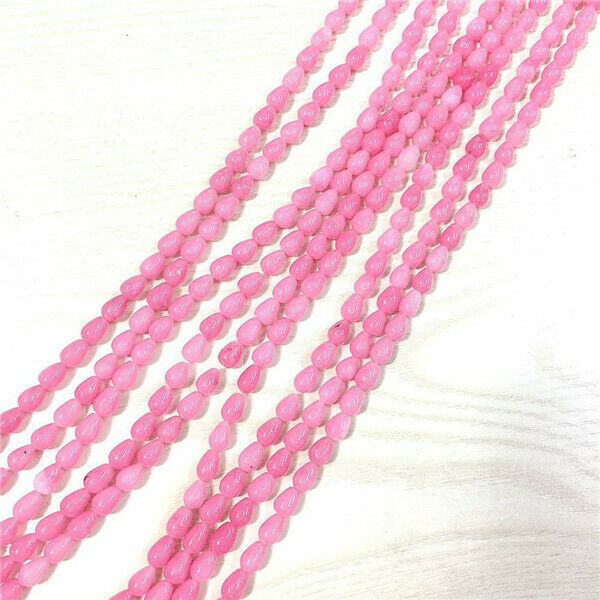 1 Strand/44Pcs 9x6mm Rose Malay Jade Teardrop Spacer Loose Beads 15.5inch HH411