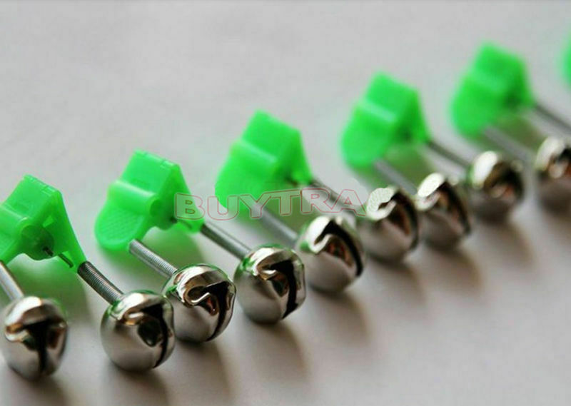 10pcs Sea Fishing Rod Clamp Fishing Lure Baiting Alarm Twin Bell Ring Green