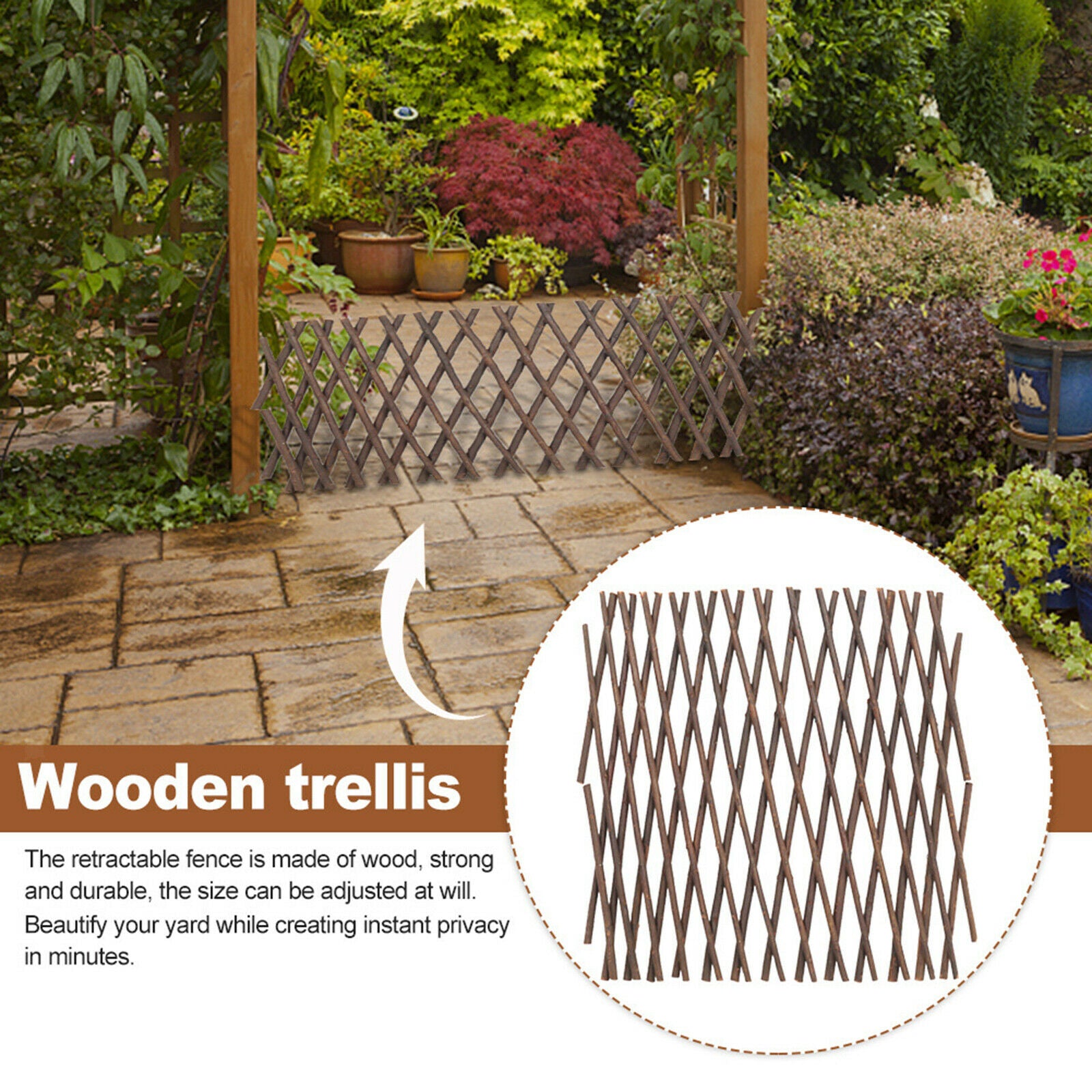 Expanding Bamboo Wooden Garden Fencing Trellis Support Lattice for Dogs Pets