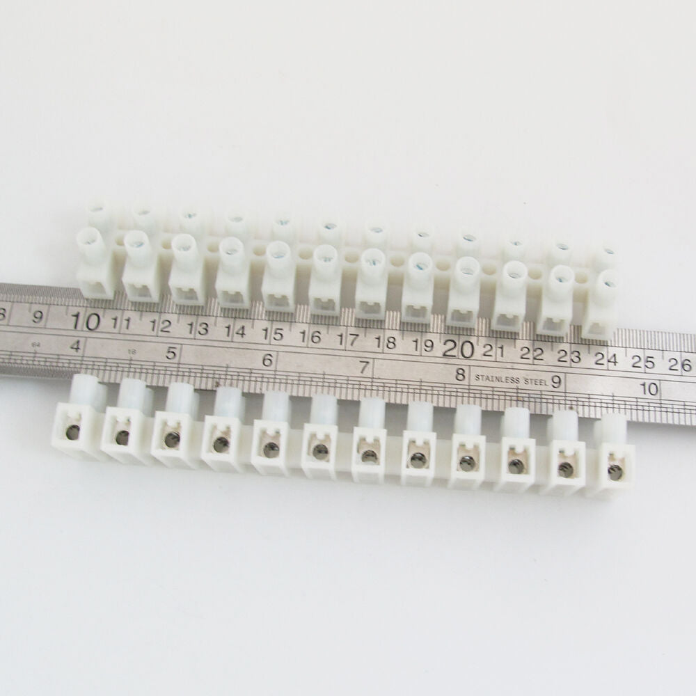 4x Electrical 12 Pole Way Barrier Terminal Strip Block Pitch 12mm 600V 22-8AWG