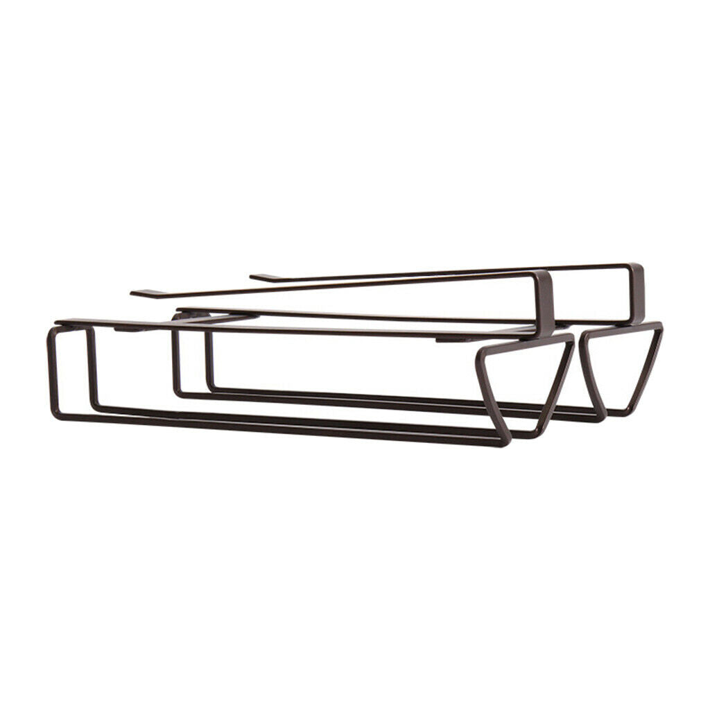 Under Cabinet Row Wine Glass Rack Hanging Cup Home Stemware Hanger Shelf