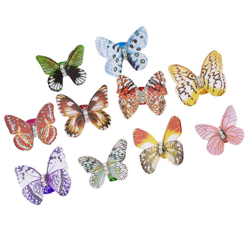 10pcs Colorful Butterfly Rhinestone Dreadlock Dread Hair Braid Cuff Clips Decor