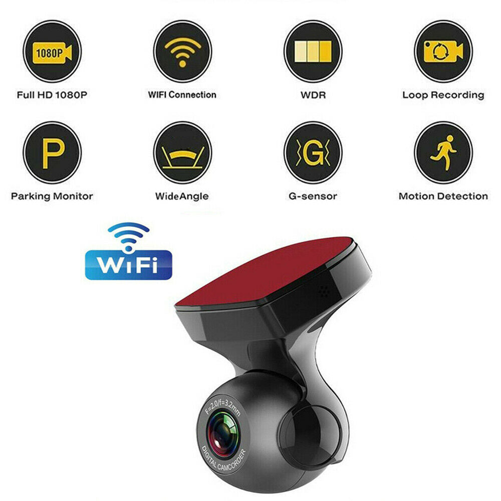 1080P Car WIFI DVR Driving Recorder G-Sensor Night Vision USB Charger Universal