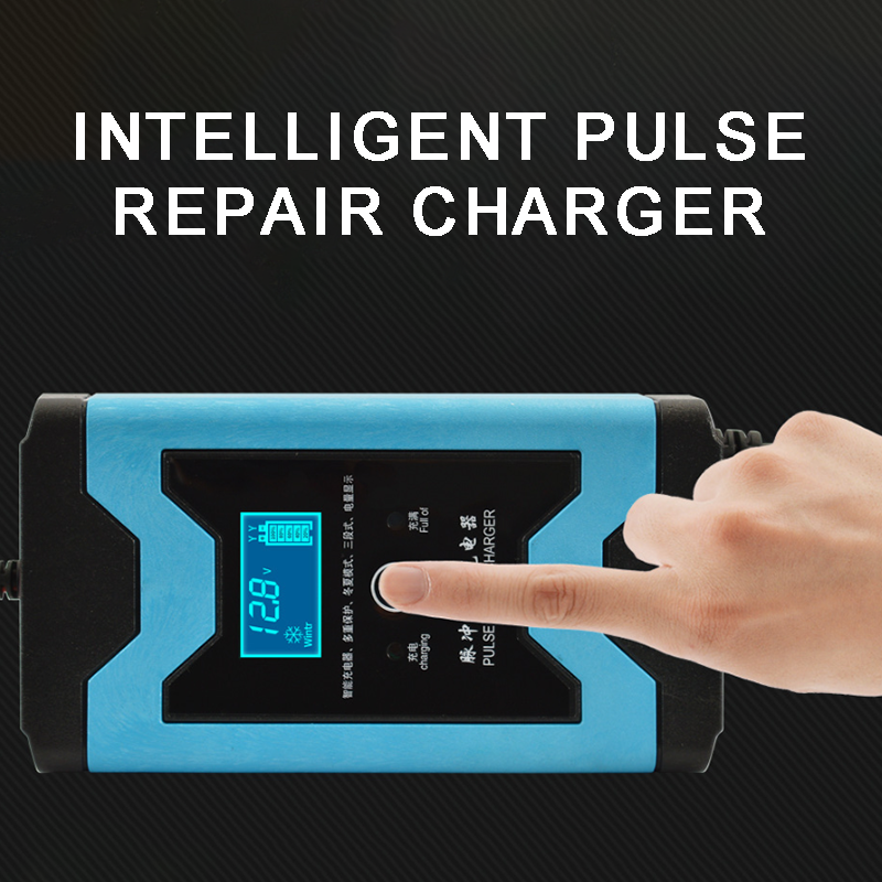 Intelligent 12V 6A Pulse Repair LCD Car Automobile Motorcycle Battery Charger