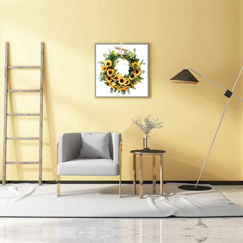 Artificial Sunflower Wreath, Summer Wreath with Yellow Sunflower and Green LY8M6
