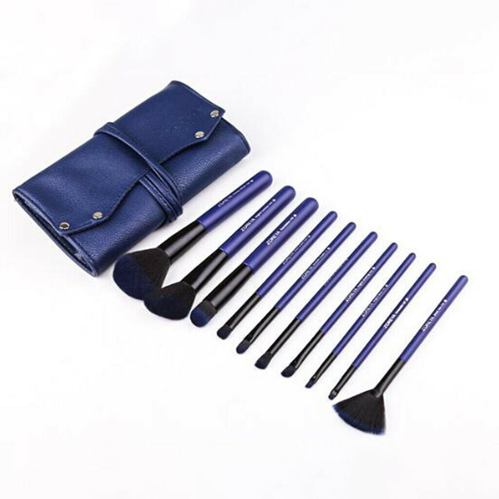 10 Pcs Makeup Brush Set for Eye shadow Blusher Face Powder Foundation Blue