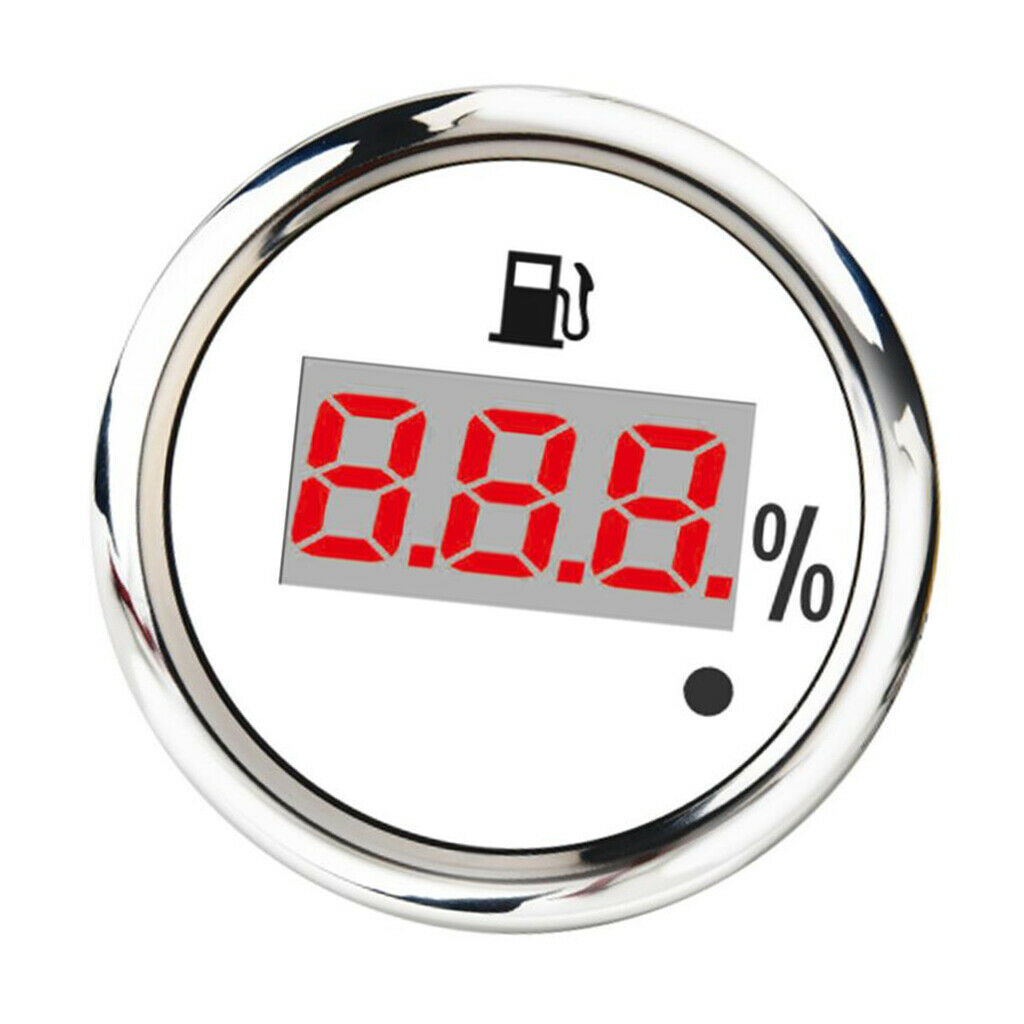 Waterproof Backlight Digital Fuel Level Gauge Meter for Marine Yacht (White)