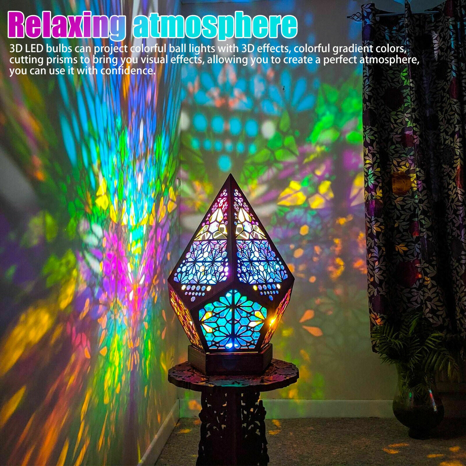 Bohemian Colorful Table Bedside Polar Star Starry Sky Floor Projection LED Lamp