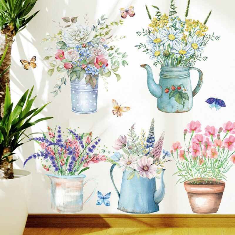 Creative Flower Potted Wall Stickers Bedroom Baseboard Removable Wall Decals RC