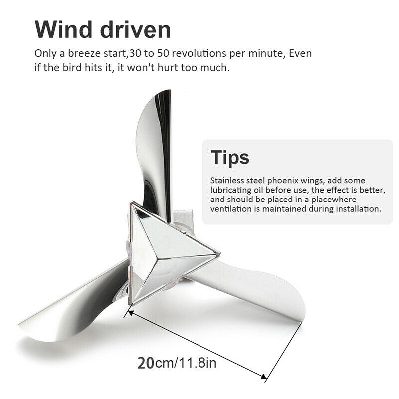 Stainless Steel Bird Pigeon Crow Deterrent Garden Repeller Scarer RC