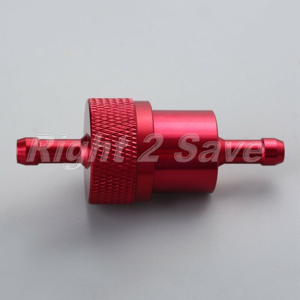 Universal Red Motor 1/4" 6mm Inline Fuel Oil Filter Cleaner CNC Aluminum Alloy