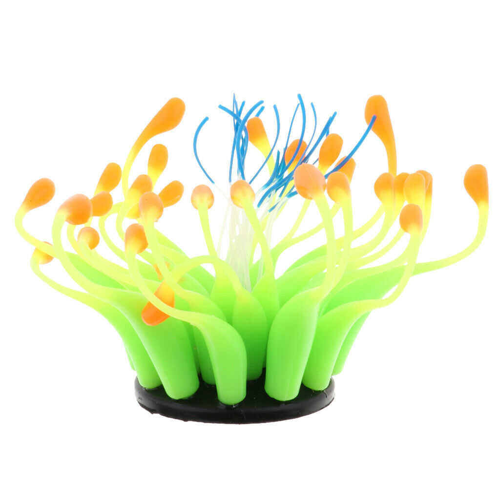 Aquarium Reptile Terrarium Silicon Coral Flower Fish Tank Ornament Orange