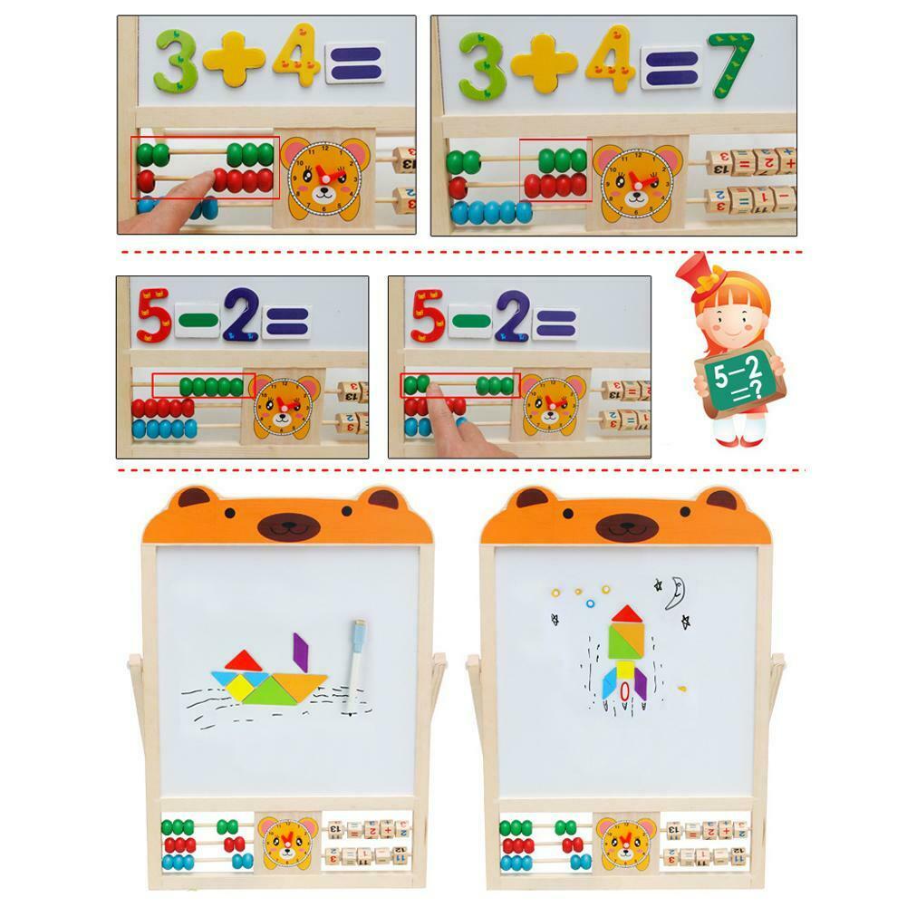 2 IN 1 KIDS WOODEN BLACKBOARD EASEL STAND LEARNING BOARD +EXTRAS @