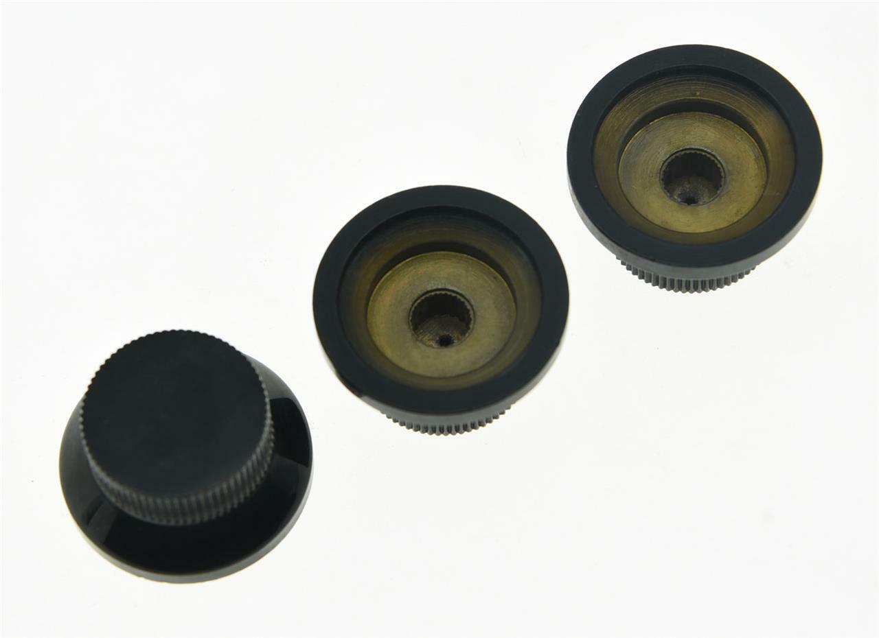 3pcs Black Metal ST Strat Knobs Top Hat Bell Guitar Bass Knob for 5.8mm Pots