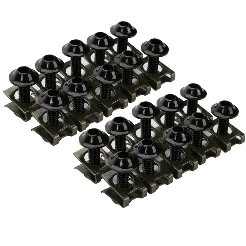 20PCS Motor Body CNC M6 Fairing Bolts Fastener Clips Washes Screw Nut Black