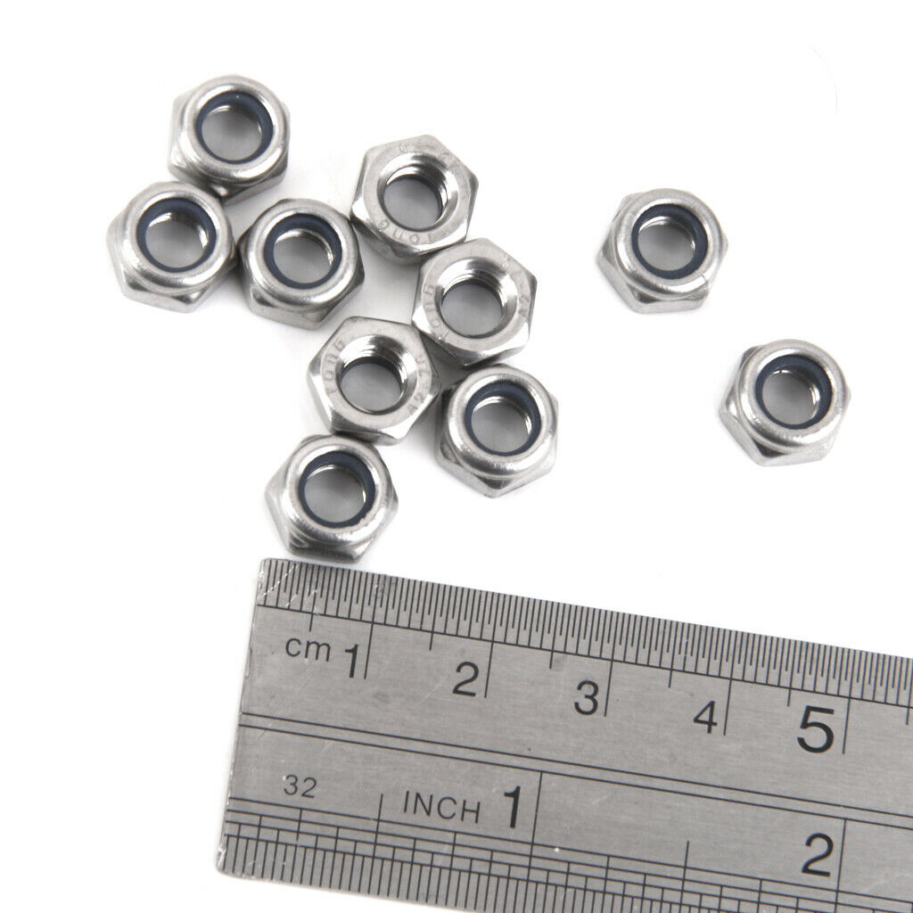 10pcs M6 Insert Nylon Collar A2 Stainless Steel Screws Bolts Nuts