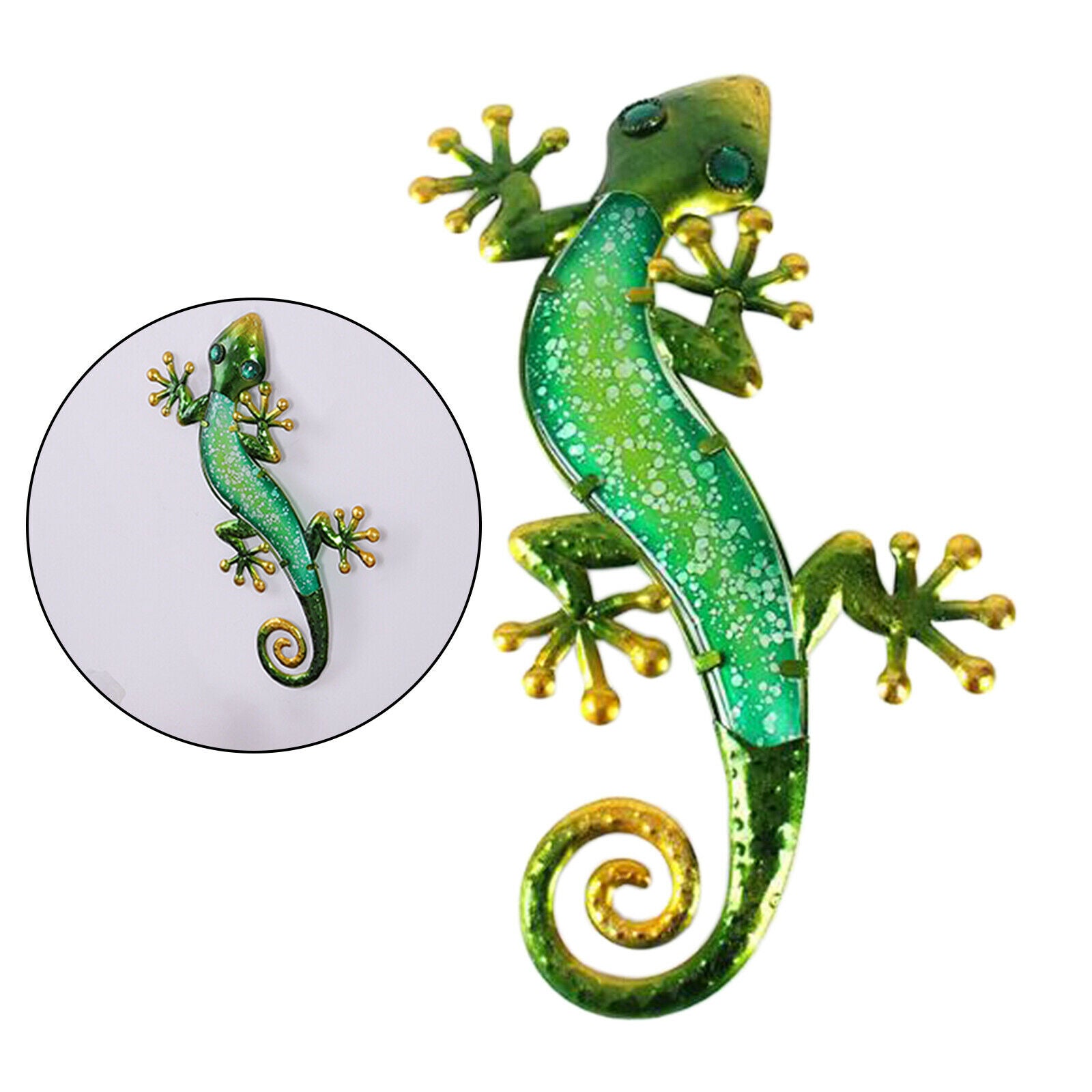 1pc Metal Gecko Wall Decorative Lizard Hanging Fairy Garden Patio Ornament
