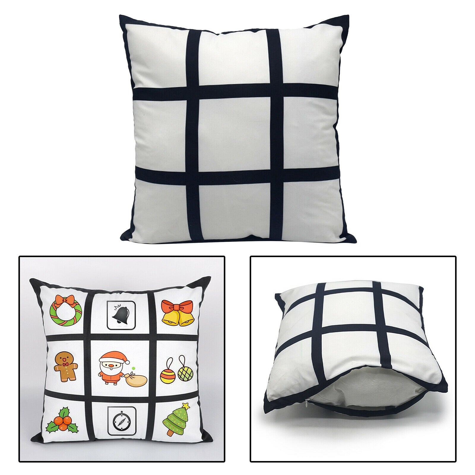 3 Pack Sublimation Blanks Panel Pillow Case Car Bed Couch Cushion Covers