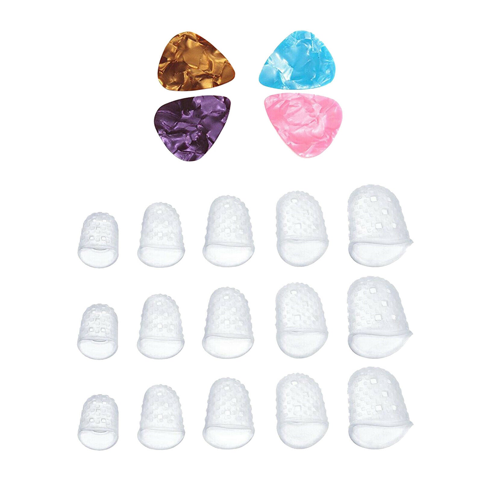 Anti-slip Silicone Fingertip Protectors Guitar Finger Guards 5 Sizes Finger