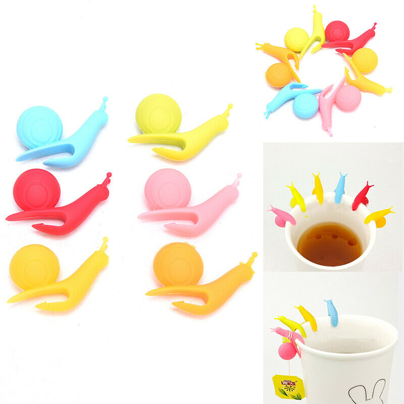 6pcs/set Snail Shape Tea Bag Holder Cup Silicone Tea Clips Mug Hanging To.l8