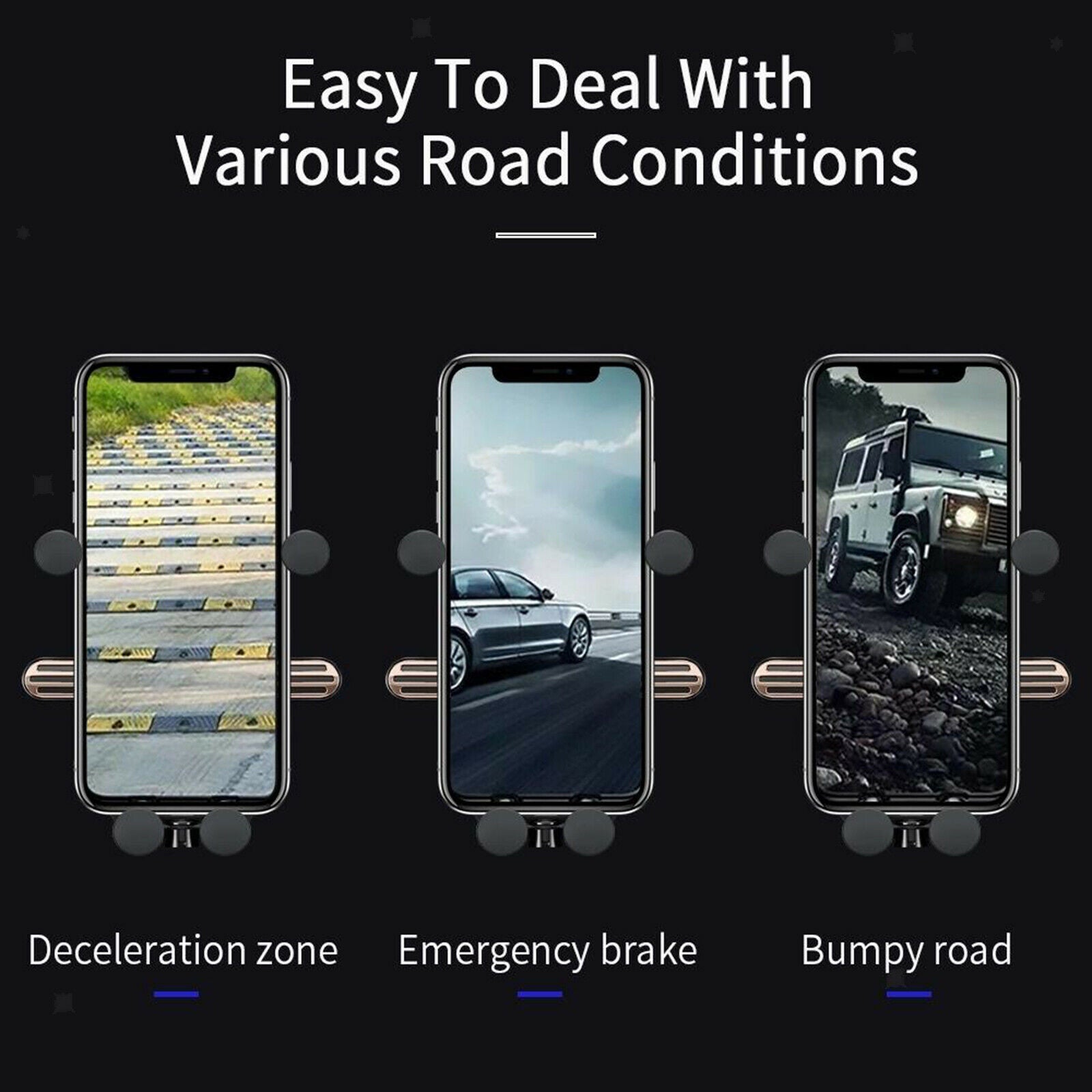 Cell Phone Holder for Car Air Vent Clip 4-Point Auto-Clamping Hands Free