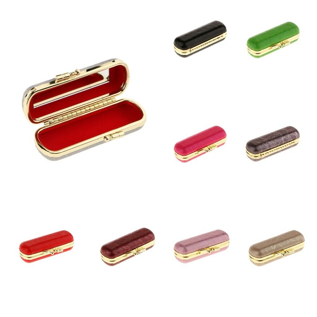 2Pcs PU Leather Lipstick Lip Gloss Storage Case Makeup Holder Box Portable
