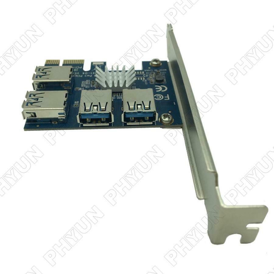 PCI Express Riser Card PCI-E 1x to 16x 1 to 4 PCIE Bus Port USB Slot Multiplier