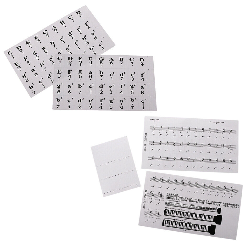 3pcs Stickers Keyboard / Piano Stickers Learning Tool For 88 Keys Piano