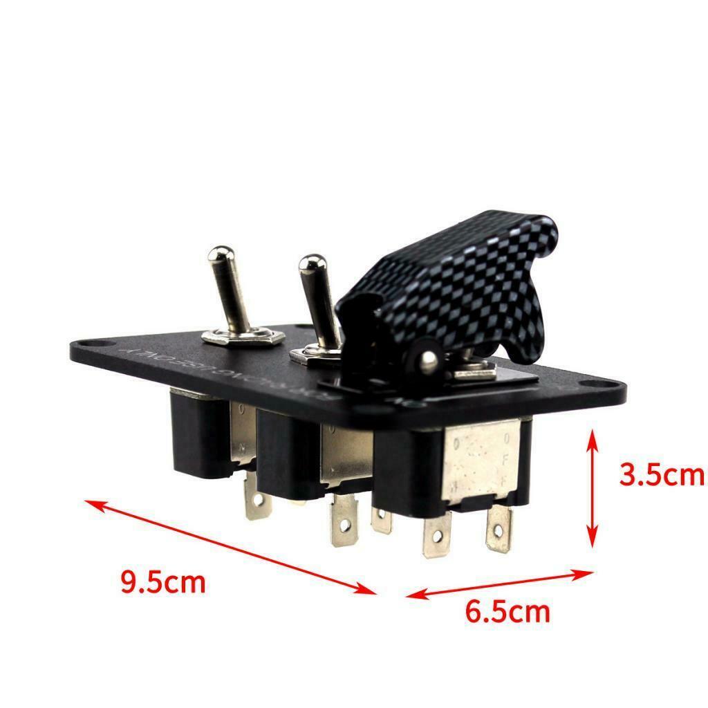 Car Marine Boat 12V/20A 3 Gang SPST Toggle Switches Control Aluminum Panel