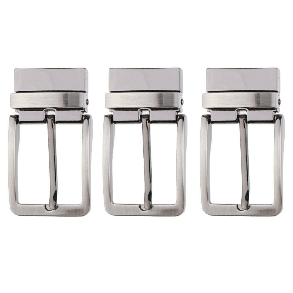 3x Reversible Metal Men Boys Belt Buckle Single Prong Rectangle Pin Buckle