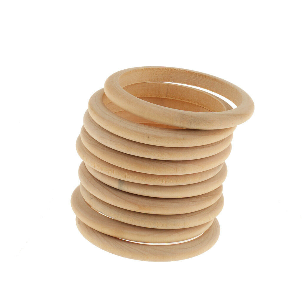 10pcs Unfinished Natural Unpainted Plain Wooden Bracelet Bangle DIY Material