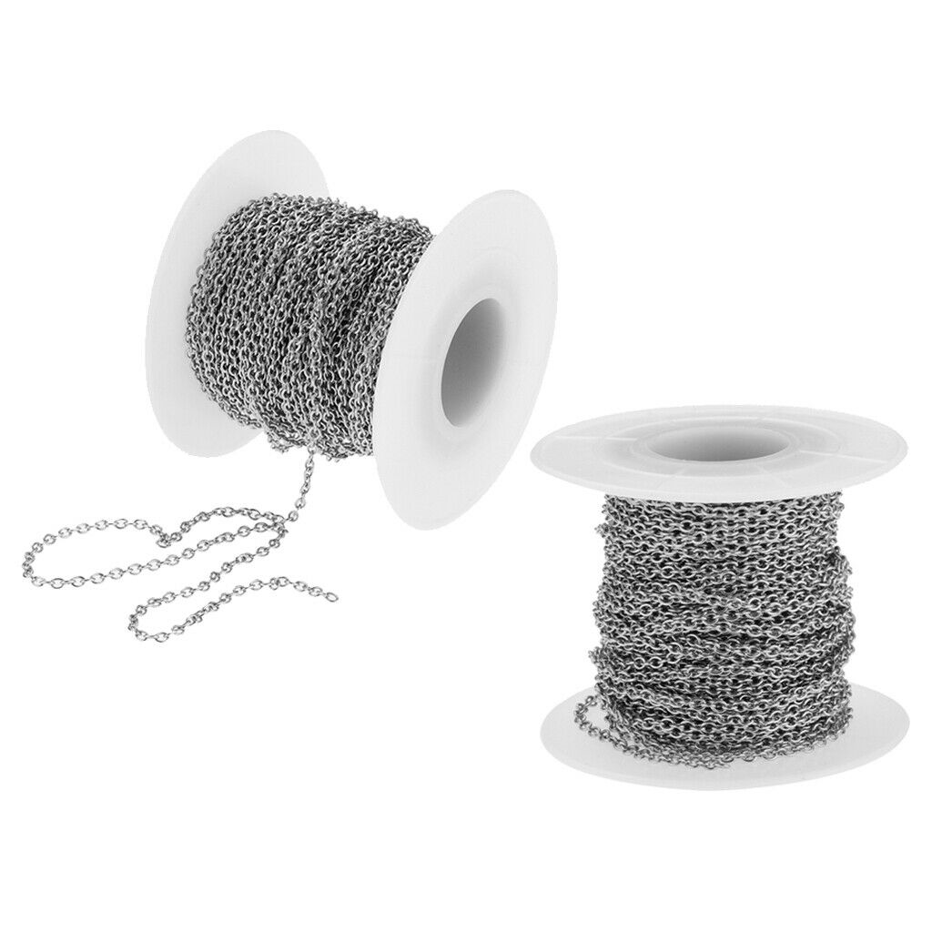 2 Roll 24m Stainless Steel Cable Chain Necklace Men Craft Pendants Jewelry