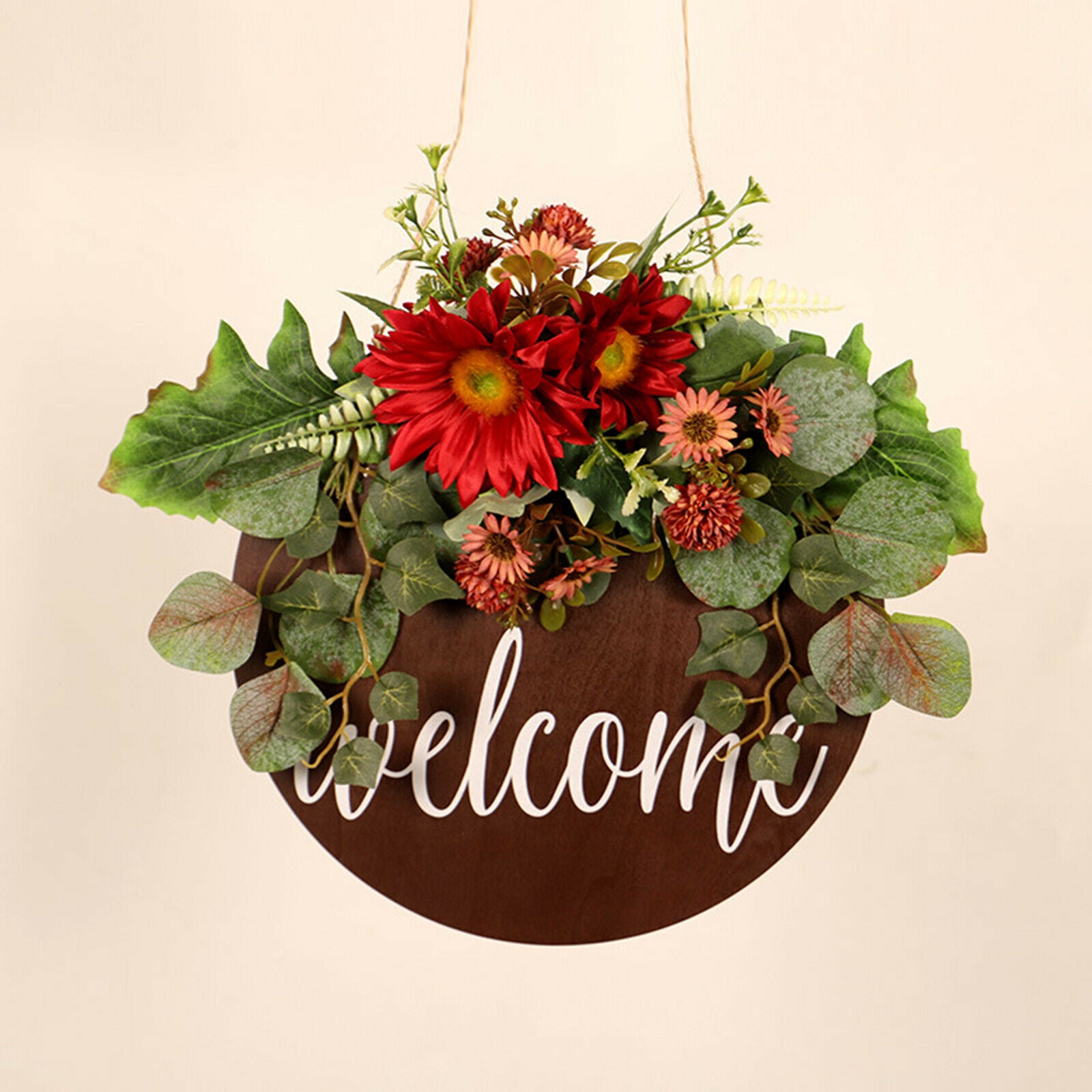 Wooden Welcome Door Sign Hanging Garland Ornament Holiday Spring Decoration