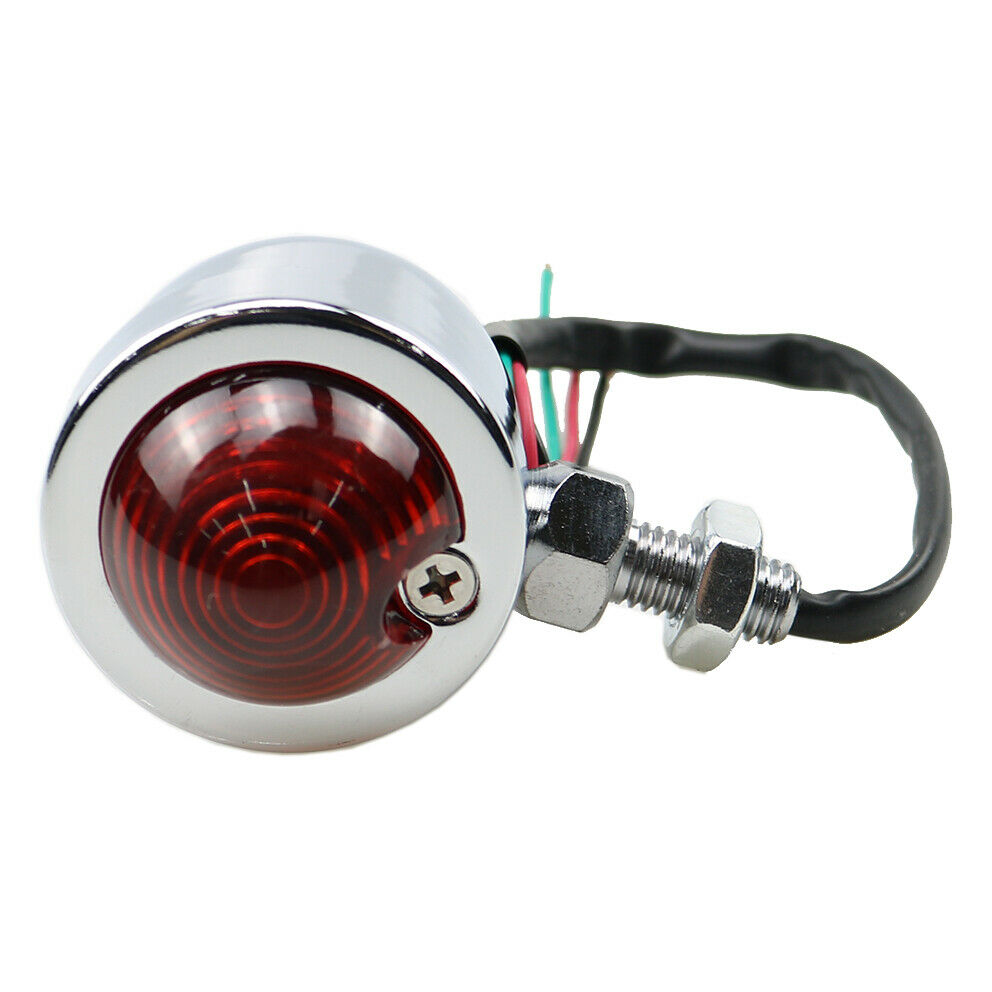 Motorcycle 10mm Rear Brake Chrome Tail Light Cafe Racer Bobbers Cruisers Custom
