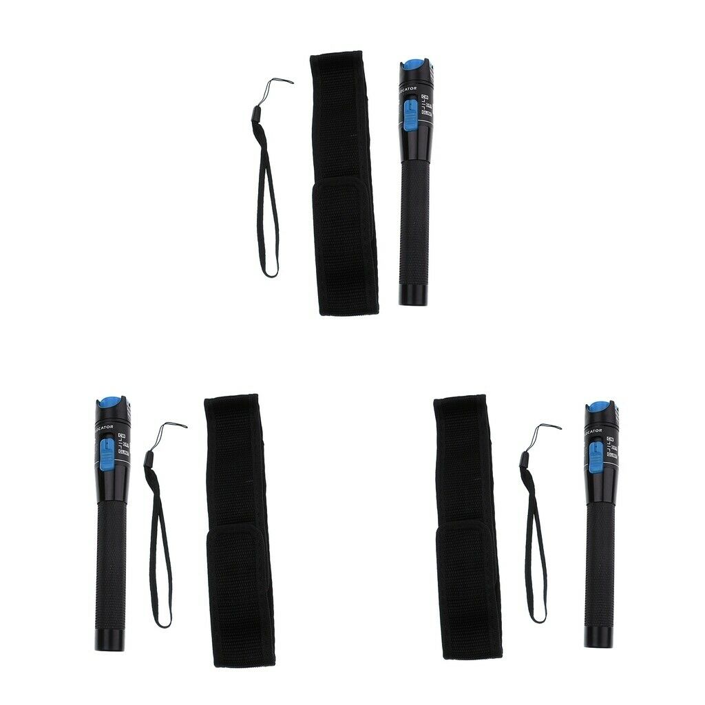 3Pcs Visual Fault Locator Red Light Fiber Optic Meter 1mW Cable-Black