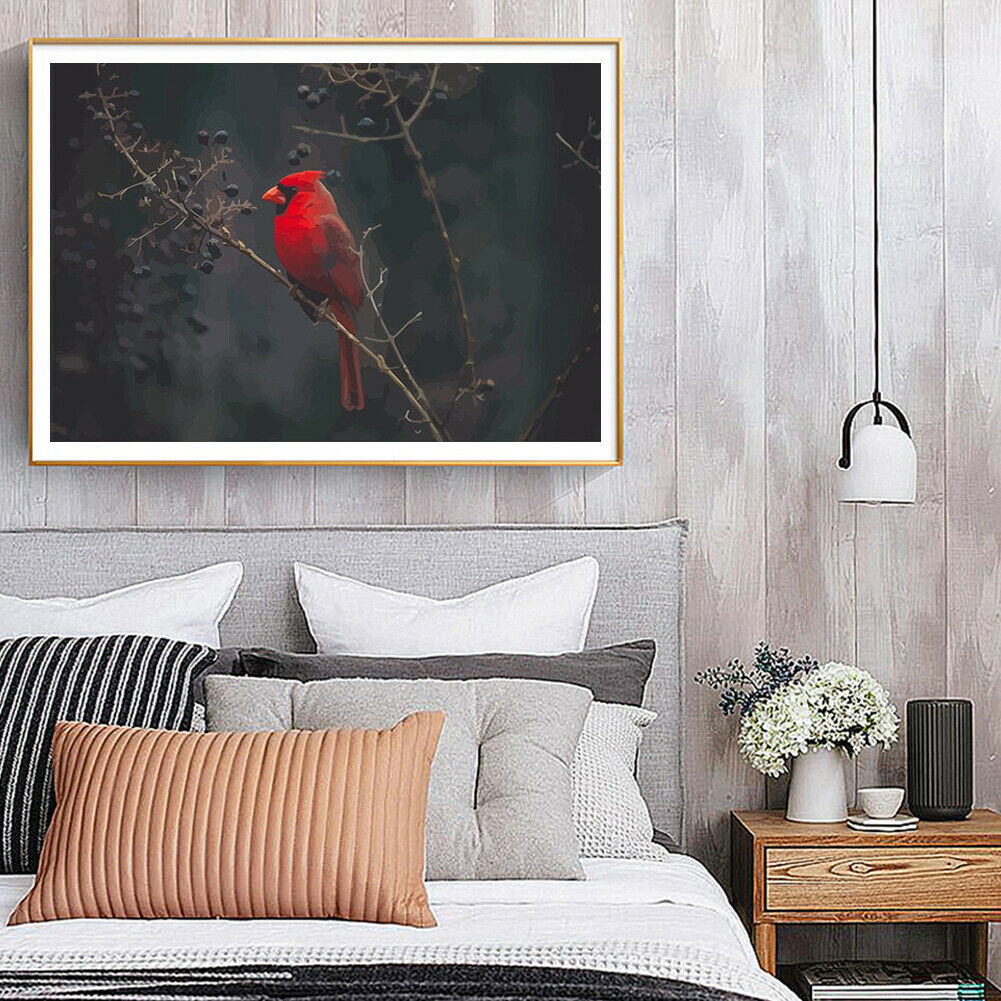 DIY Oil Painting By Number Kit Redbird Hand Painted Craft Drawing Decor 50x40cm