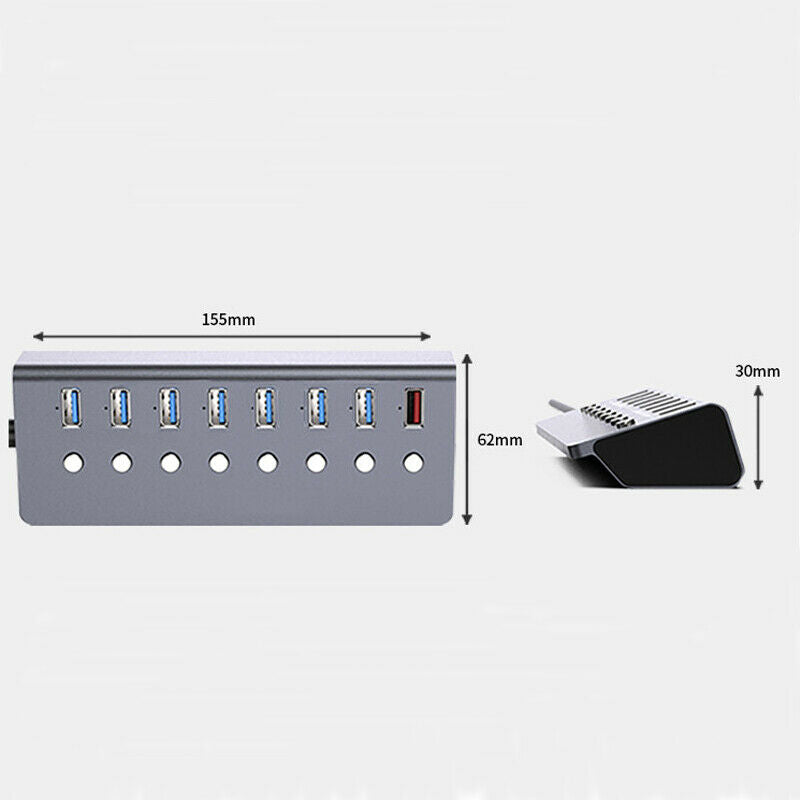 5V/3A 7 Ports USB Splitter 3.0 Independent Switch Extender Hub 1 for 8 Adapter