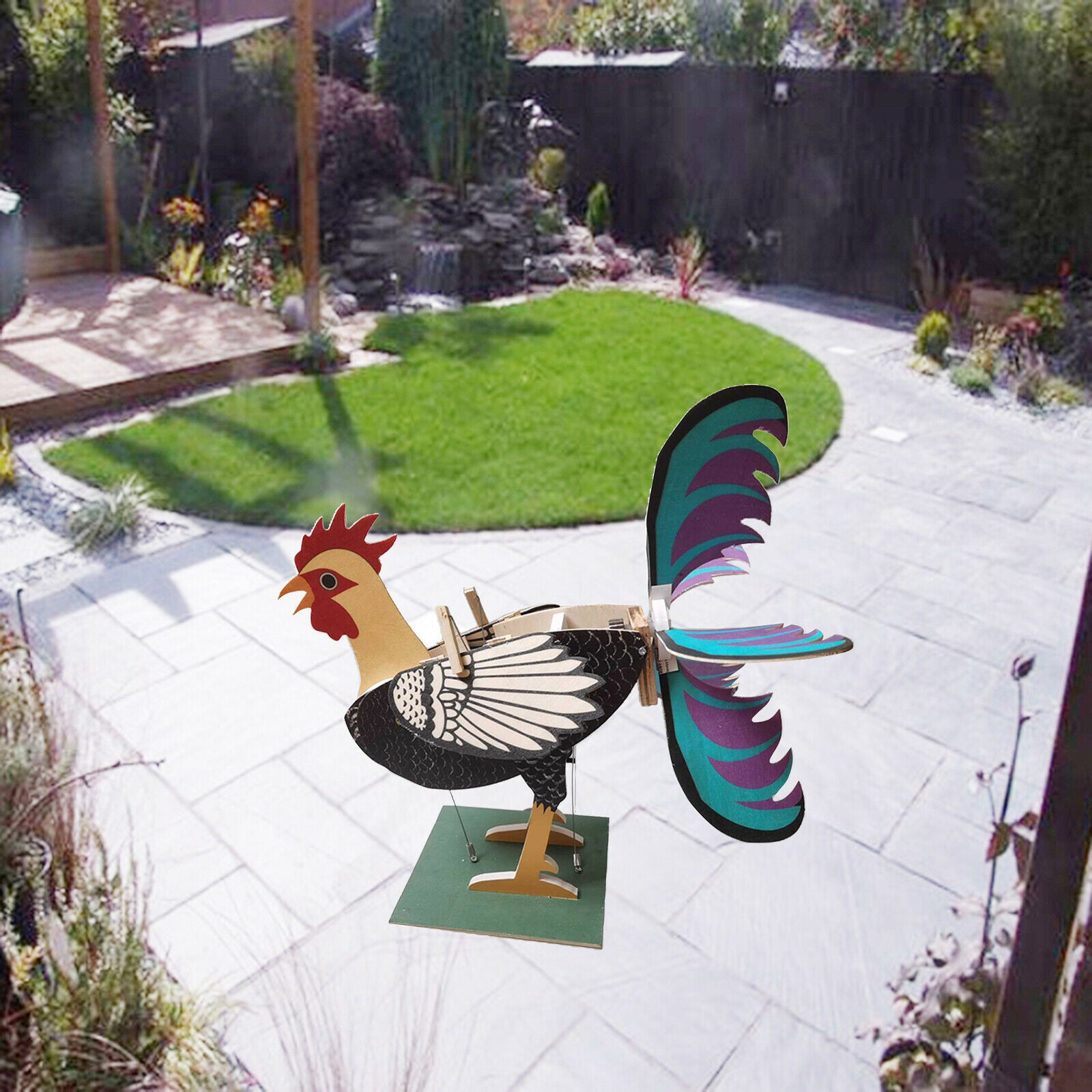 Garden Yard Rooster Windmill Statue for Yard Courtyard Decor Ornaments Gifts