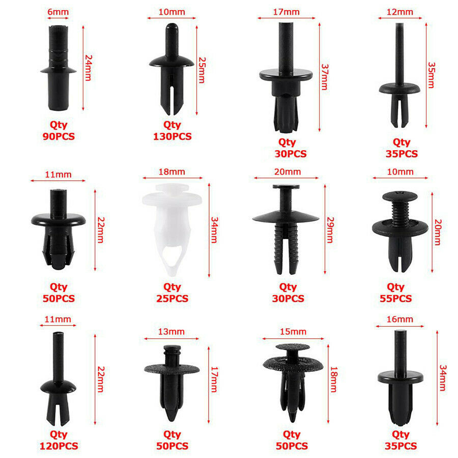 700PCS Auto Body Retainer Clip Plastic Fastener Push Rivet Clip W/ Remover Plier