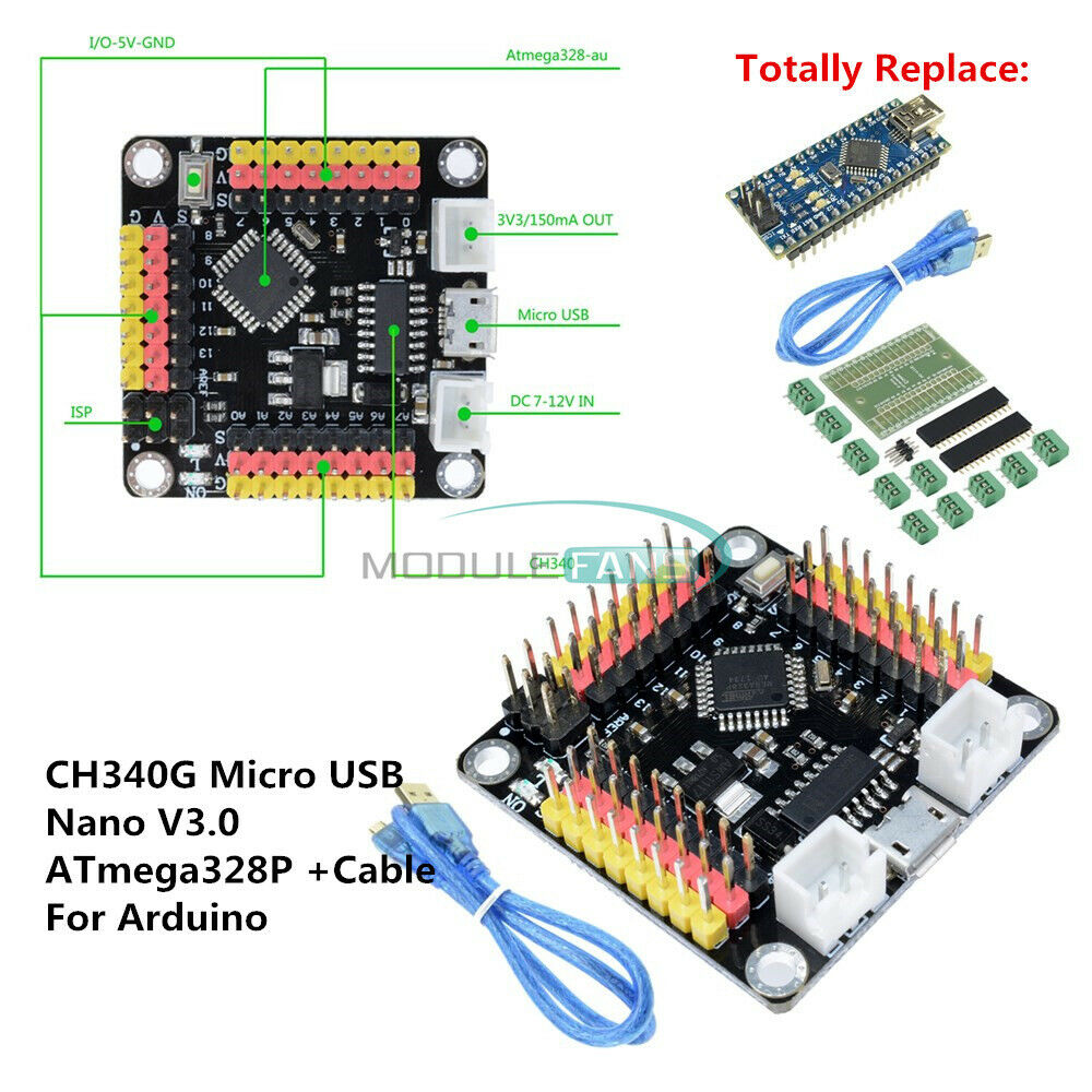Micro USB CH340G ATmega328P Nano V3.0 16Mhz Driver Controller Board For Arduino