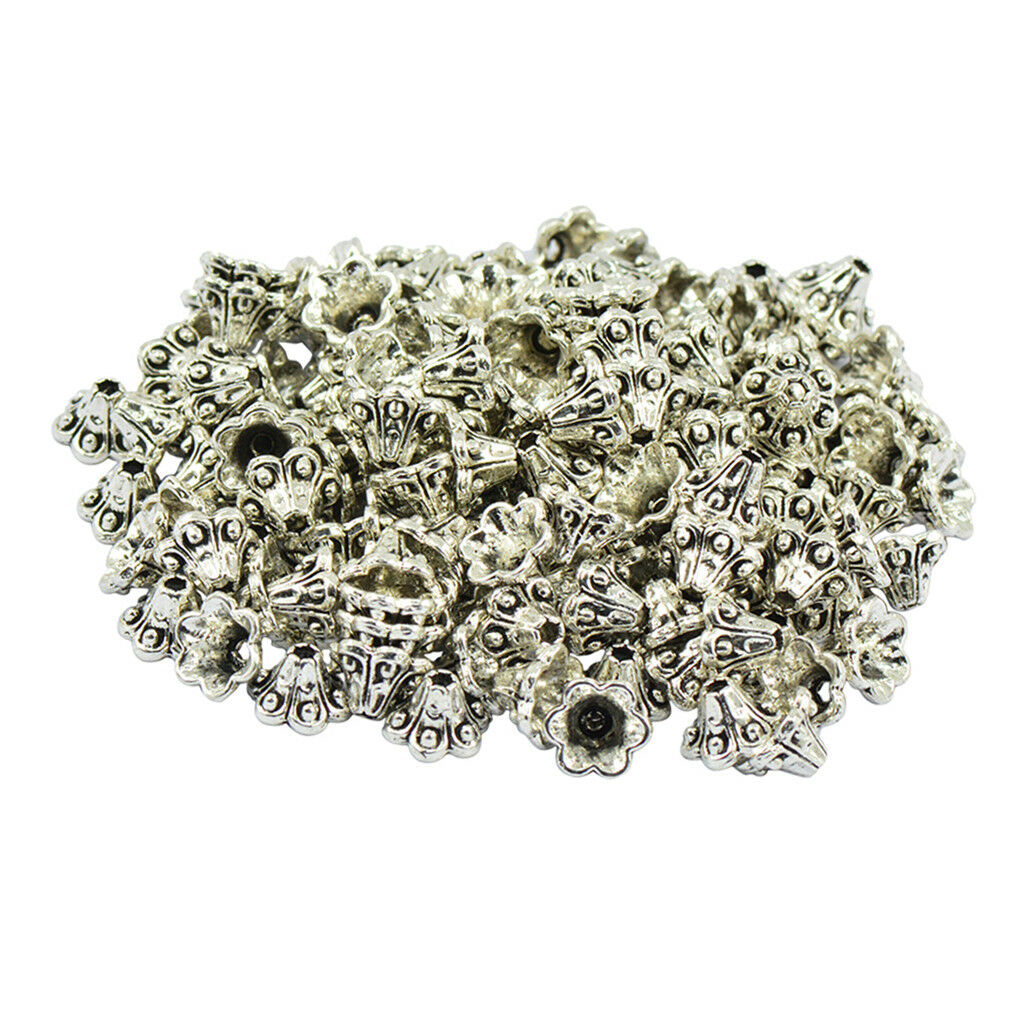 100pcs Alloy Flower Bead Caps Ends for Jewelry Making DIY Necklace Bracelet