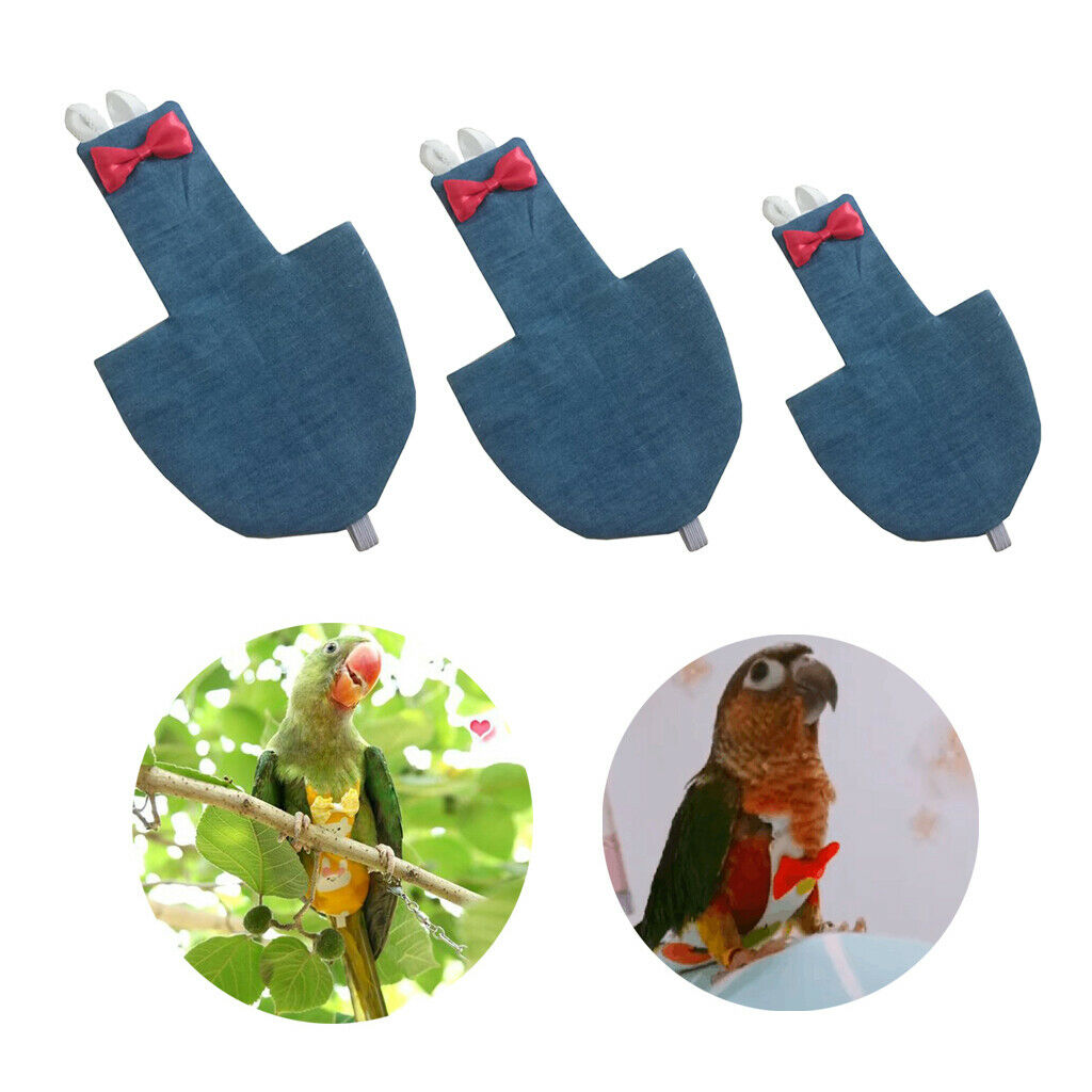 3 Pieces Fabric Breathable Cockatiel Parrot Bird Diaper Nappy Flight Suit - Pet