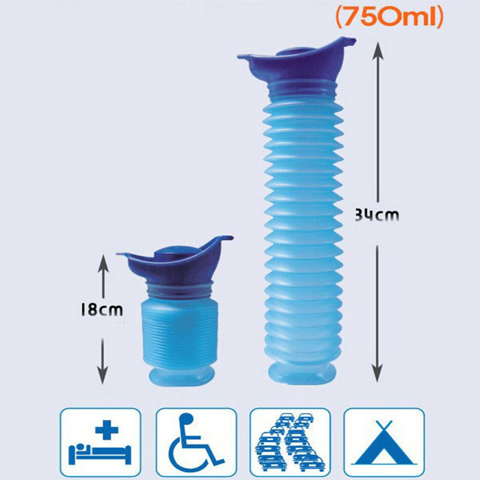 Male Urinal Bottle & Lid 750ml Portable Toilet Car/Camping/Travel Urine Pot