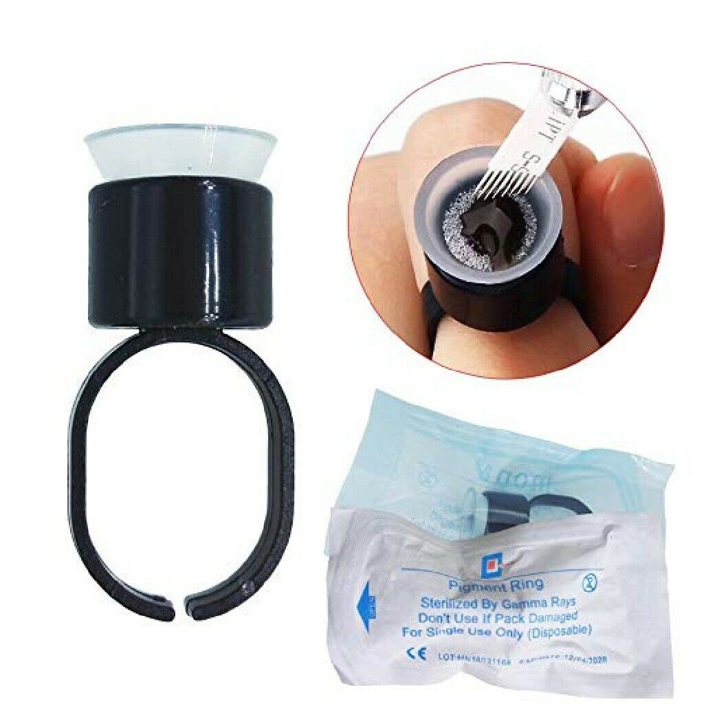 10pcs Microblading Tattoo Pigment Ink Glue Sponge Cups Finger Ring Holder