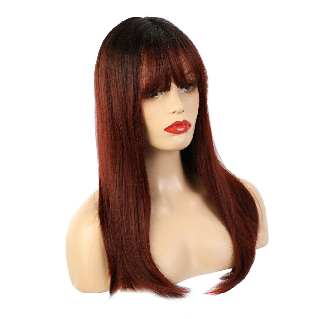 20 inch Long Straight Synthetic Wig with Bangs Cospaly Costume Women Wigs