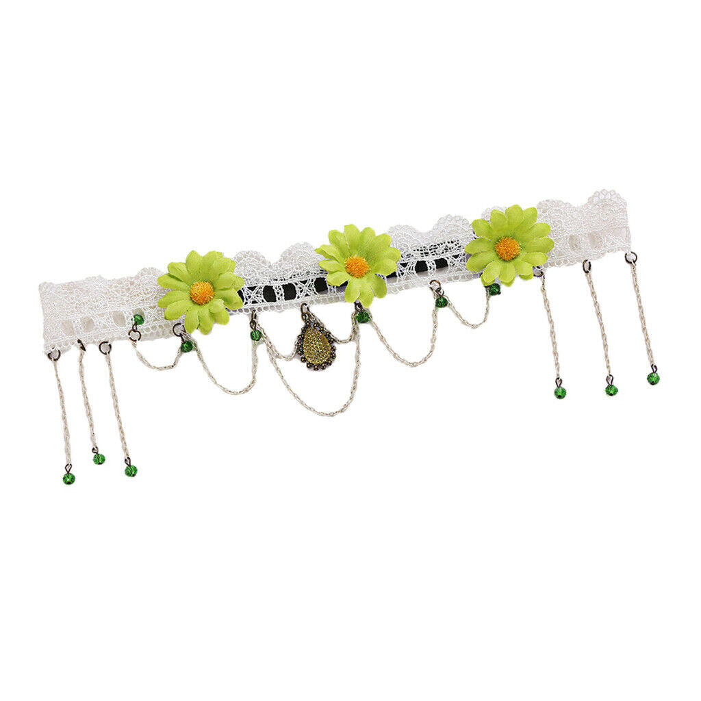 Elegant Hair Accessory Headband Daisy Tassel Lace Bride Bead Elastic Jewelry