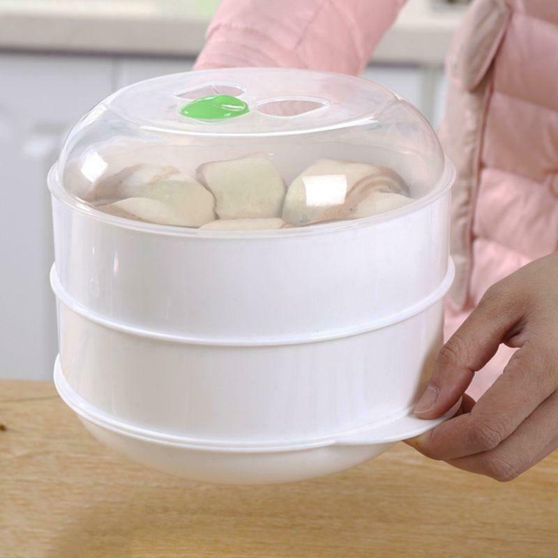 Double plastic steamer microwave oven round steamer