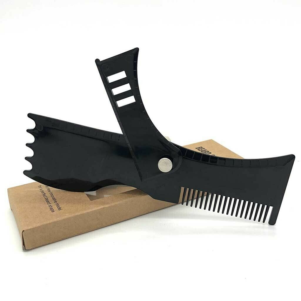 2 Pieces Beard Shaping Tool Template Guide Beard Facial Hair Trimmer Ruler