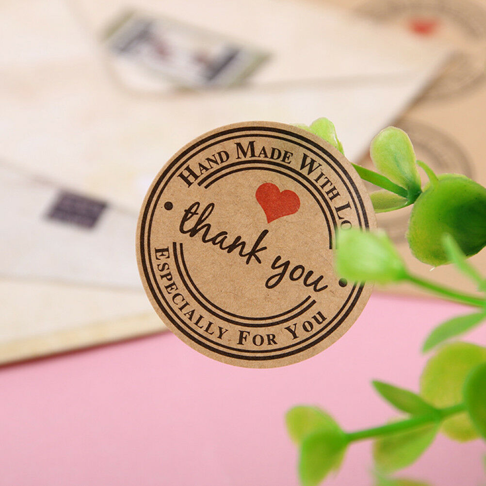 500 thank you stickers mini diy craft red heart round gift lable wedding favo DD