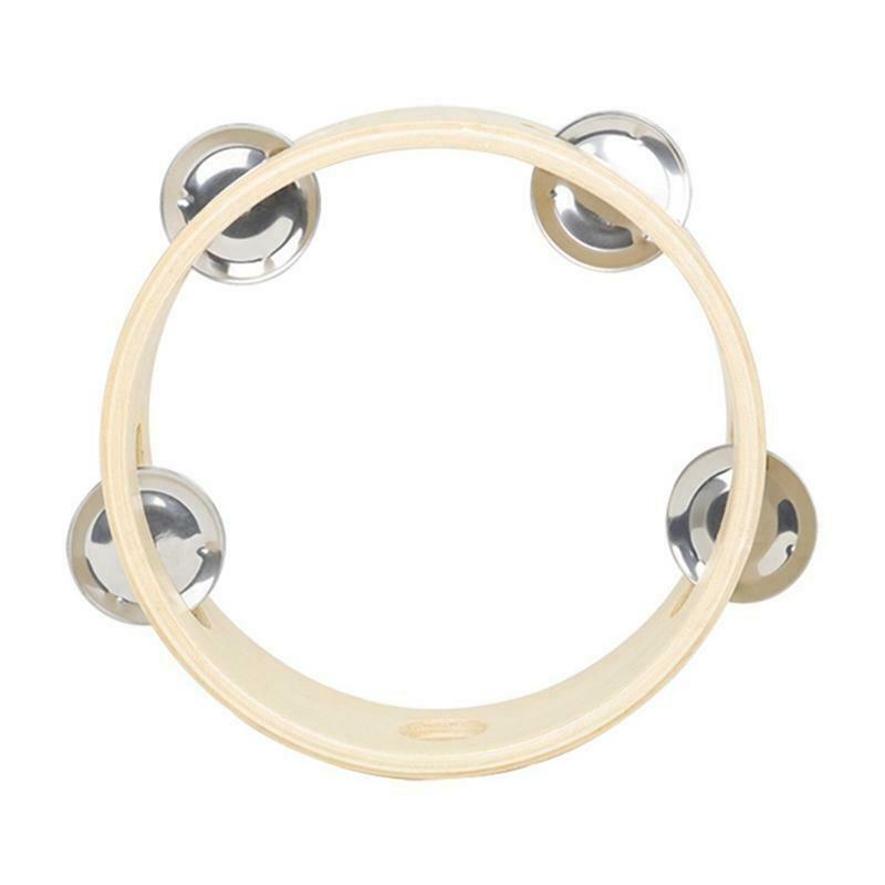 Kids 6" Hand Held Wood Headless Tambourine Bell with Metal Single Row and Wood